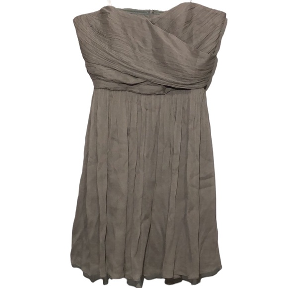J. CREW | Arabelle Grey Silk Chiffon Strapless Formal Event Dress size 14 {NEW} - Picture 3 of 12